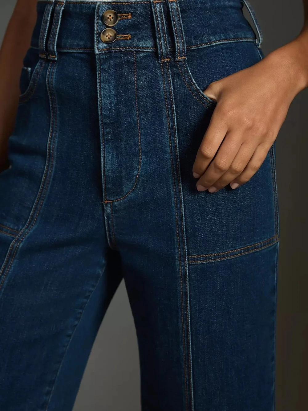 Pilcro The Skipper Seamed High-rise Crop Wide Leg Jeans - Picture 3 of 11